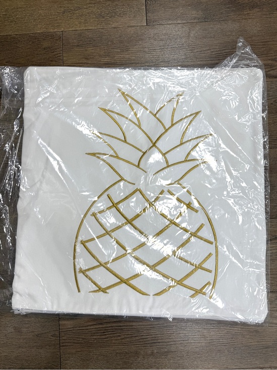 Other - Golden Pineapple Embroidered Pillow Cover 20x20"